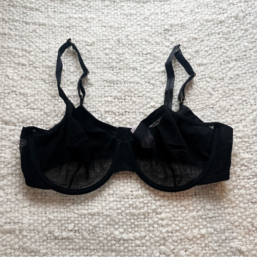 Auden black see through sheer mesh underwire bra size 38D